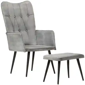 ManoMano Relax-Sessel,Essstühle,Ohrensessel mit Hocker Grau Vintage Canvas -93742 - Grau Angebot