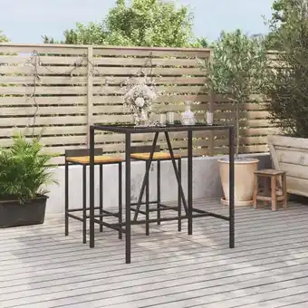 ManoMano Maisonchic - Bartisch,Essgruppe,Stehtisch mit Glasplatte Schwarz 110x70x110 cm Poly Rattan NCIEN83649 Angebot