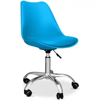 ManoMano Privatefloor - Bürostuhl auf Rädern - Schreibtisch-Drehstuhl - Tulip Turquoise - Stahl, pp, Metall, Kunststoff, Nylon - Turqu Angebot