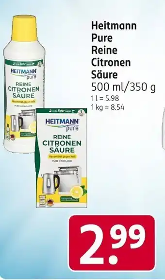 Rossmann Heitmann Pure Reine Citronen Säure 500 ml/350 g Angebot