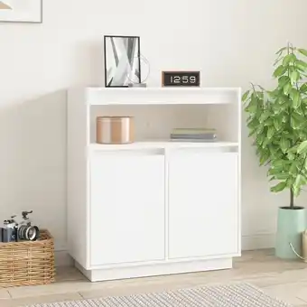 ManoMano Sideboard Kommode - Küchenschrank Weiß 70x34x80 cm Massivholz Kiefer BV420417 Bonnevie Angebot