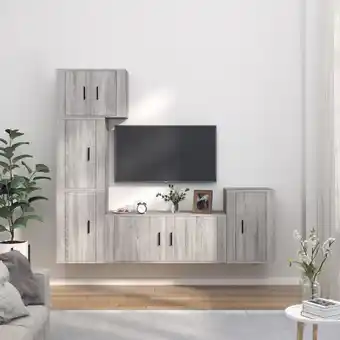 ManoMano 5-tlg. TV-Möbel TV-Lowboard,TV-Schrank-Set für Wohnzimmer TV-Wandschränke Grau Sonoma Holzwerkstoff Maisonchic 93924 - Grau Angebot