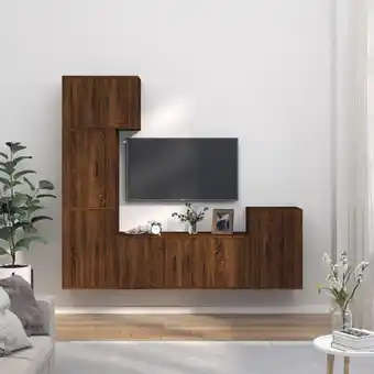 ManoMano 5-tlg. TV-Möbel TV-Lowboard,TV-Schrank-Set für Wohnzimmer TV-Wandschränke Braun Eichen-Optik Holzwerkstoff Maisonchic 60496 - Angebot