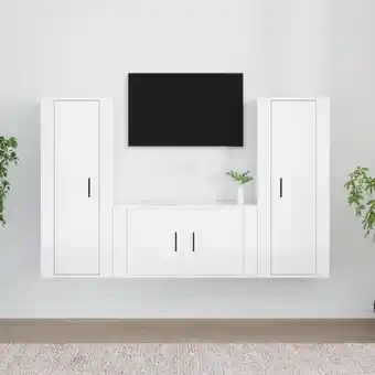 ManoMano 3-tlg. TV-Schrank-Set, TV-Lowboard, tv Möbel, Fernsehschrank Moderner Stil Hochglanz-Weiß Holzwerkstoff NMKS40841 Maisonchic Angebot