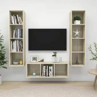 ManoMano 3-tlg. TV-Möbel,TV-Schrank-Set TV-Lowboard,TV-Wandschränke für Wohnzimmer Sonoma-Eiche Holzwerkstoff Maisonchic 53430 - Braun Angebot