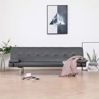 ManoMano Schlafsofa Bettsofa Loungesofa mit 2 Kissen Kunstleder Ausziehbar Grau DE85246 - Grau Angebot