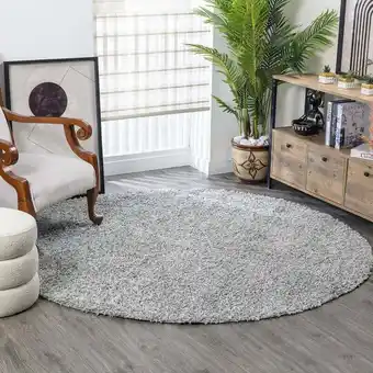 ManoMano SURYA Teppich Rund Hochflor Wohnzimmer Soft Weich Shaggy Einfarbig Grau Ø 160 cm Angebot