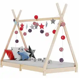 ManoMano Kinderbett Bettgestell Einzelbett Bett für Schlafzimmer Massivholz Kiefer 70 x 140 cm DE88552 - Braun Angebot