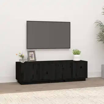 ManoMano Moderne TV-Möbel, TV-Lowboard TV-Schrank für das Wohnzimmer Schwarz 140x40x40 cm Massivholz Kiefer -FV69419 - Schwarz Angebot