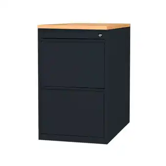 ManoMano Stahl Büro Standcontainer Bürocontainer mit Hängeregistratur Maße: 75x46x79cm RAL 9005 Schwarz/Buche-Dekor 509101 - schwarz Angebot