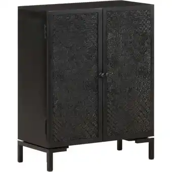 ManoMano Sideboard Kommode für Wohnzimmer Küche 60x30x76 cm Massivholz Mango DE61371 - Schwarz Angebot