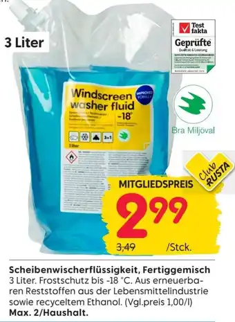 Rusta Scheibenwischerflüssigkeit, Fertiggemisch 3 Liter. Angebot