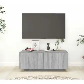 ManoMano Bonnevie - Moderne TV-Möbel, TV-Lowboard TV-Schrank für das Wohnzimmer Grau Sonoma 100x35x40 cm Holzwerkstoff -FV91246 - Grau Angebot