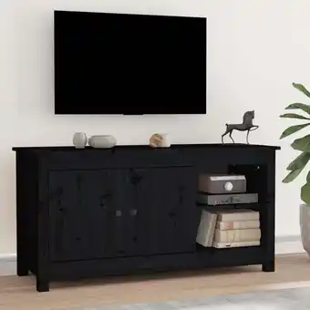 ManoMano Moderne TV-Möbel, TV-Lowboard TV-Schrank für das Wohnzimmer Schwarz 103x36,5x52 cm Massivholz Kiefer -FV13922 - Schwarz Angebot