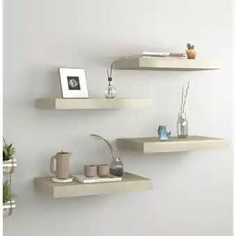 ManoMano 4 Stk. Schwebende Wandregale,Wandboard,Hängeregal für Wohnzimmer, Schlafzimmer, Flur, Badezimmer Eichefarben 40x23x3,8cm mdf  Angebot