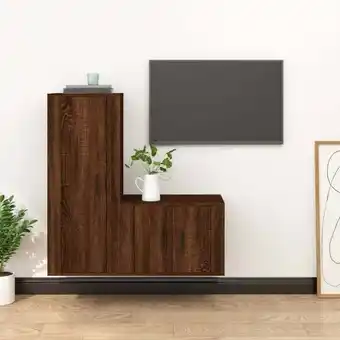 ManoMano 2-tlg. TV-Schrank-Set TV-Lowboards für Wohnzimmer TV-Möbel Braun Eichen-Optik Holzwerkstoff FRJR147925 Maisonchic Angebot