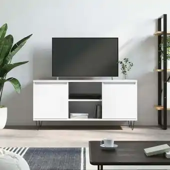 ManoMano Bonnevie - Moderne TV-Möbel, TV-Lowboard TV-Schrank für das Wohnzimmer Hochglanz-Weiß 104x35x50 cm Holzwerkstoff -FV88139 - W Angebot