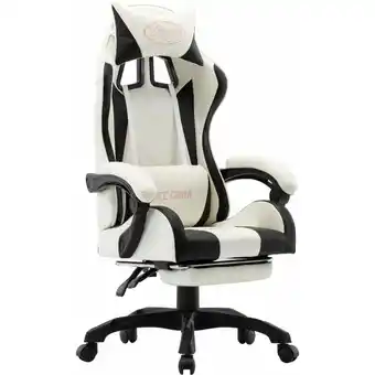 ManoMano Gaming-Stuhl,Bürostuhl Computerstuhl Ergonomisch,Gaming Chair mit Fußstütze Schwarz und Weiß Kunstleder -DE13744 - Schwarz Angebot