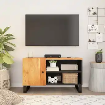 ManoMano Moderne TV-Möbel, TV-Lowboard TV-Schrank für das Wohnzimmer 80x33x46 cm Massivholz Akazie & Holzwerkstoff -FV73759 - Braun Angebot