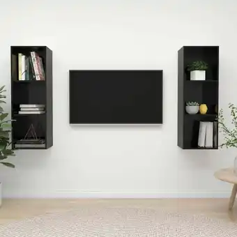 ManoMano TV-Wandschränke 2 Stk. TV-Schrank TV-Möbel Hochglanz-Schwarz Holzwerkstoff VMIEB78564 Maisonchic Angebot