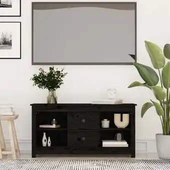 ManoMano TV-Möbel,TV-Schrank TV-Lowboard für Wohnzimmer TV-Hängeschrank Schwarz 103x36,5x52 cm Massivholz Kiefer Maisonchic 40893 - Sc Angebot