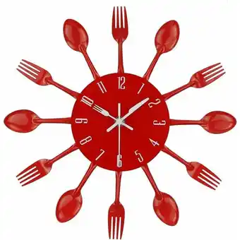 ManoMano Yuit - Horloge murale de cuisine, 3D amovible, moderne et créatif, couverts de cuisine, cuillère, fourchette, horloge murale, Angebot