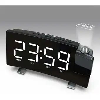 ManoMano Rhafayre - Projektionsradiowecker, 180°-Deckenprojektionswecker, USB-FM-Digitaluhr mit zwei Alarmen, Snooze, Sleep-Timer, 12/ Angebot