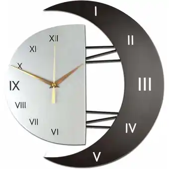 ManoMano Yuit - Modernes Design, lautlose Wanduhr, Küchenuhr, kreativer mondförmiger Rahmen, Heimdekoration, Uhr (45 x 46 cm) Angebot