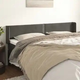 ManoMano Kopfteil für Bett - Bett-Kopfteil mit Ohren Dunkelgrau 203x16x78/88 cm Samt BV822334 Bonnevie Angebot