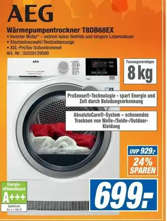 Expert Technomarkt AEG Wärmepumpentrockner T8DB68EX Angebot