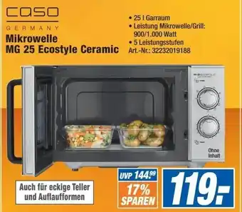 Expert Technomarkt Caso Mikrowelle MG 25 Ecostyle Ceramic Angebot