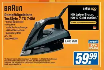 Expert Technomarkt Braun Dampfbügeleisen TexStyle 7 TS 745A Angebot