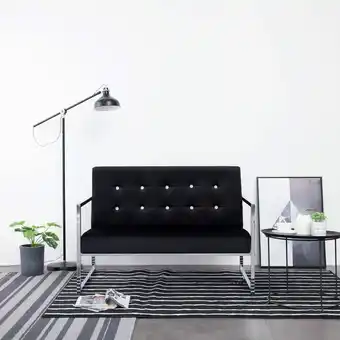 ManoMano 2-Sitzer-Sofa Couch Wohnzimmersofa - mit Armlehnen Schwarz Chrom und Samt BV606956 - BonneVie - Schwarz Angebot