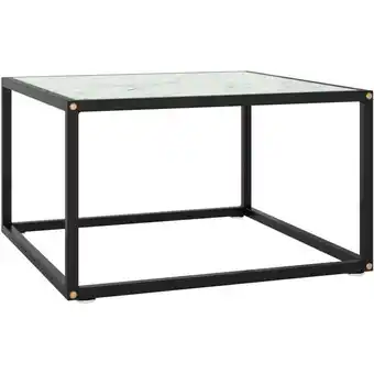 ManoMano Couchtisch,Beistelltisch,Sofatisch,Kaffeetisch Schwarz mit Weißem Glas in Marmor-Optik 60x60x35 cm -15623 - Schwarz Angebot