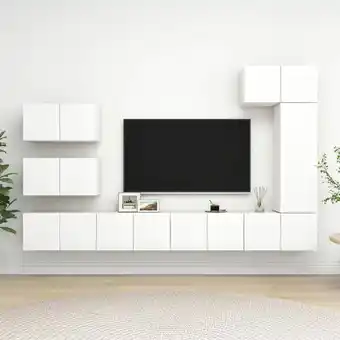 ManoMano 8-tlg. TV-Schrank-Set, TV-Lowboard, TV Möbel, Fernsehschrank Moderner Stil Weiß Holzwerkstoff NMKS30542 MaisonChic Angebot