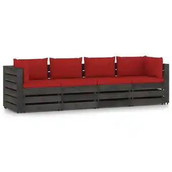 ManoMano 4-Sitzer-Gartensofa Gartenmöbel - Gartenbank mit Kissen Grau Imprägniertes Holz BV349116 Bonnevie Rot Angebot