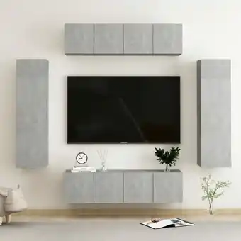 ManoMano 6-tlg. TV-Möbel TV-Lowboard,TV-Schrank-Set für Wohnzimmer TV-Wandschränke Betongrau Holzwerkstoff Maisonchic 61956 - Grau Angebot