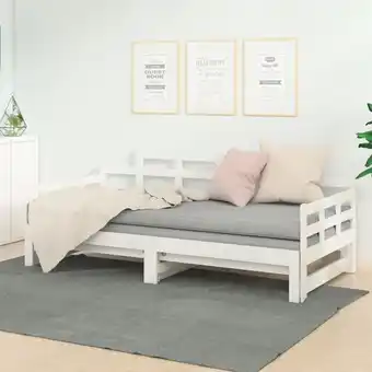 ManoMano Tagesbett Ausziehbar,Doppelbett,Gästebett,Jugendbett für Gästezimmer Schlafzimmer Weiß Massivholz Kiefer 2x(90x190) cm VESS78 Angebot