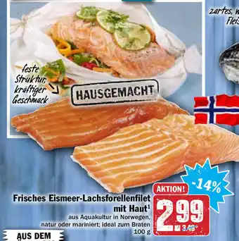 Hit Frisches Eismeer Lachsforellenfilet mit Haut 100g Angebot