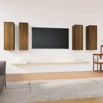 ManoMano TV-Schränke 4 Stk. TV-Lowboard Fernsehschrank Braun Eichen-Optik 30,5x30x90 cm FRJR517931 Maisonchic Angebot