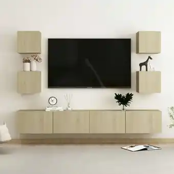 ManoMano 6-tlg. TV-Möbel TV-Lowboard,TV-Schrank-Set für Wohnzimmer TV-Wandschränke Sonoma-Eiche Holzwerkstoff Maisonchic 33734 - Braun Angebot