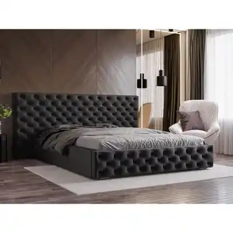 ManoMano Chesterfield Bett 140x200 Madera - Elegantes Bett mit Lattenrost - Schwarz (Amor 4322) - Schwarz - Graingold Angebot