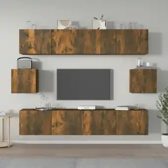 ManoMano 6-tlg. TV-Möbel TV-Lowboard,TV-Schrank-Set für Wohnzimmer TV-Wandschränke Räuchereiche Holzwerkstoff Maisonchic 91578 - Braun Angebot