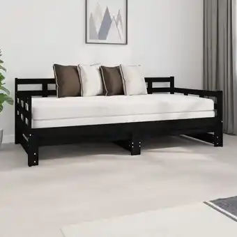 ManoMano Tagesbett Ausziehbar,Doppelbett,Gästebett,Jugendbett für Gästezimmer Schlafzimmer Schwarz Massivholz Kiefer 2x(90x190) cm VES Angebot