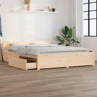 ManoMano Bett mit Schubladen Doppelbett Bett für Schlafzimmer Grau Kunstller 135x190 cm 4FT6 Double DE71080 - Braun Angebot