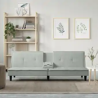 ManoMano Schlafsofa mit Getränkehaltern, Schlafcouch, Sofabett, Wohnzimmersofa Hellgrau Samt WFV7340 Maisonchic Angebot