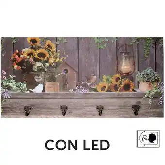 ManoMano 4-Sitzer-Kleiderbügel aus Holz mit Sonnenblumen-LED cm60x30x1,8 Angebot