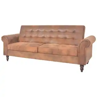 ManoMano Schlafsofa - Schlafcouch Wohnzimmersofa mit Armlehnen Kunstleder braun BV974592 Bonnevie Braun Angebot