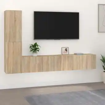 ManoMano 4-tlg. TV-Möbel TV-Lowboard,TV-Schrank-Set für Wohnzimmer TV-Wandschränke Sonoma-Eiche Holzwerkstoff Maisonchic 86058 - Braun Angebot