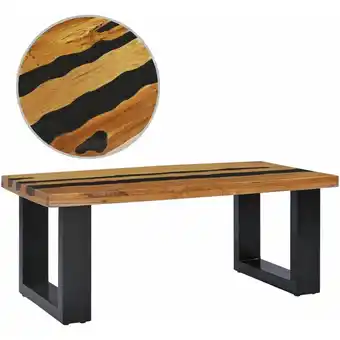 ManoMano Couchtisch,Sofatisch Kaffeetisch, Wohnzimmertisch im Industrie-Design 100×50×40 cm Teak-Massivholz und Lavastein -FV61678 - M Angebot